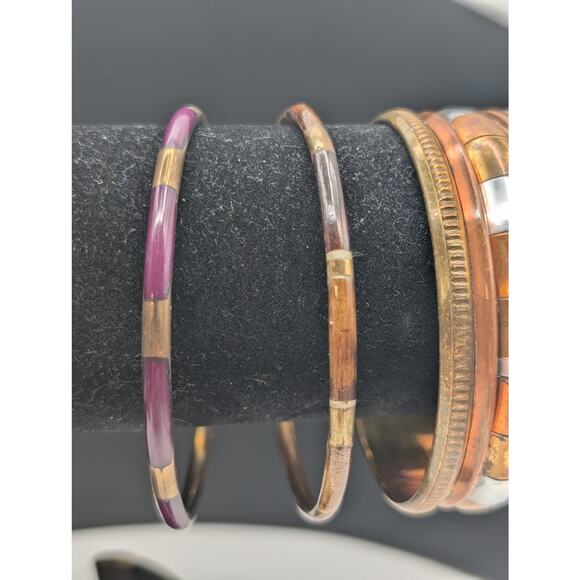 Vintage Lot of Five Brass & Mixed Metals Bracelets - Picture 3 of 6